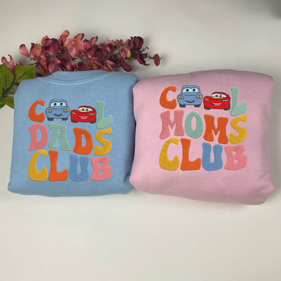 Mcqueen and Sally Embroidered Sweatshirt, Gifts For Dad and Mom Who Love Cars Movie