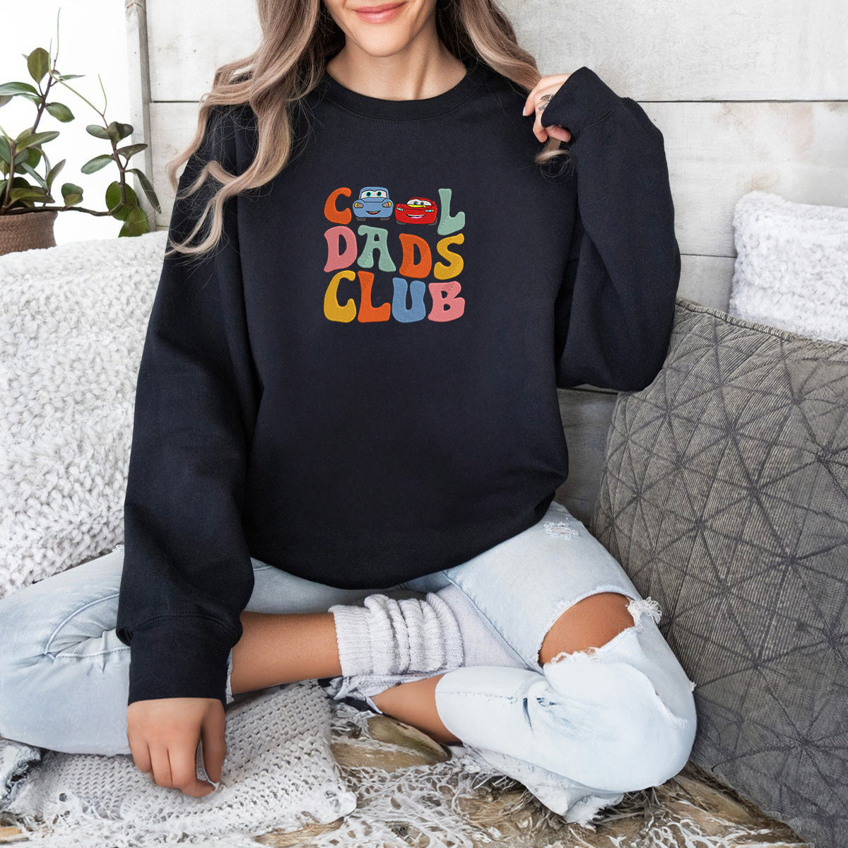 Mcqueen and Sally Embroidered Sweatshirt, Gifts For Dad and Mom Who Love Cars Movie