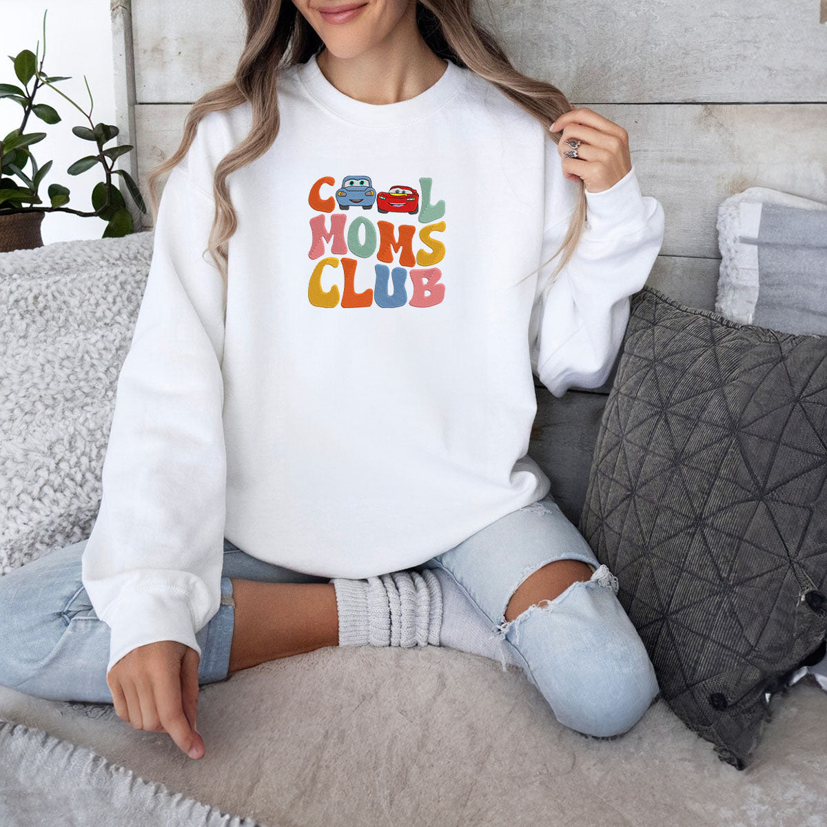 Mcqueen and Sally Embroidered Sweatshirt, Gifts For Dad and Mom Who Love Cars Movie