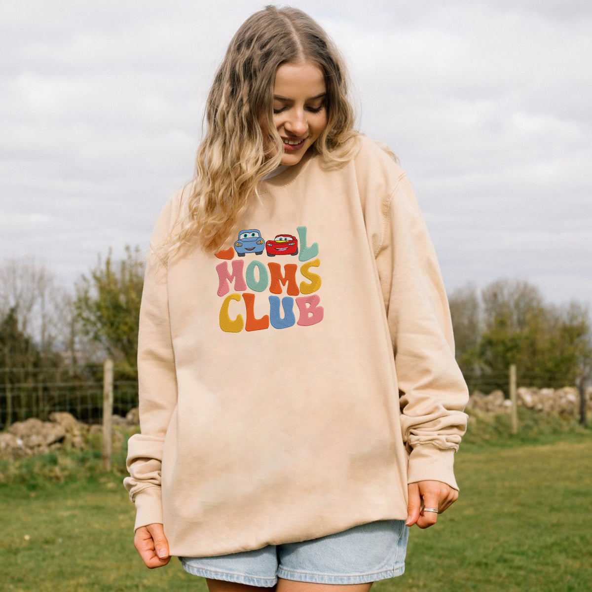 Mcqueen and Sally Embroidered Sweatshirt, Gifts For Dad and Mom Who Love Cars Movie