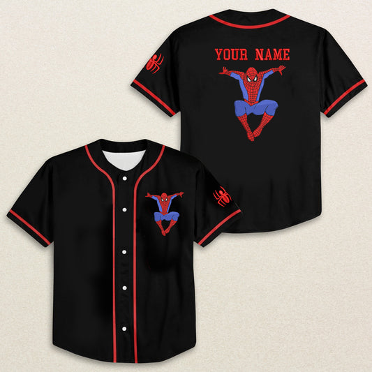 Spider-Man Embroidered Baseball Jersey, Custom Name Baseball Jersey, Gift For Baseball Lovers