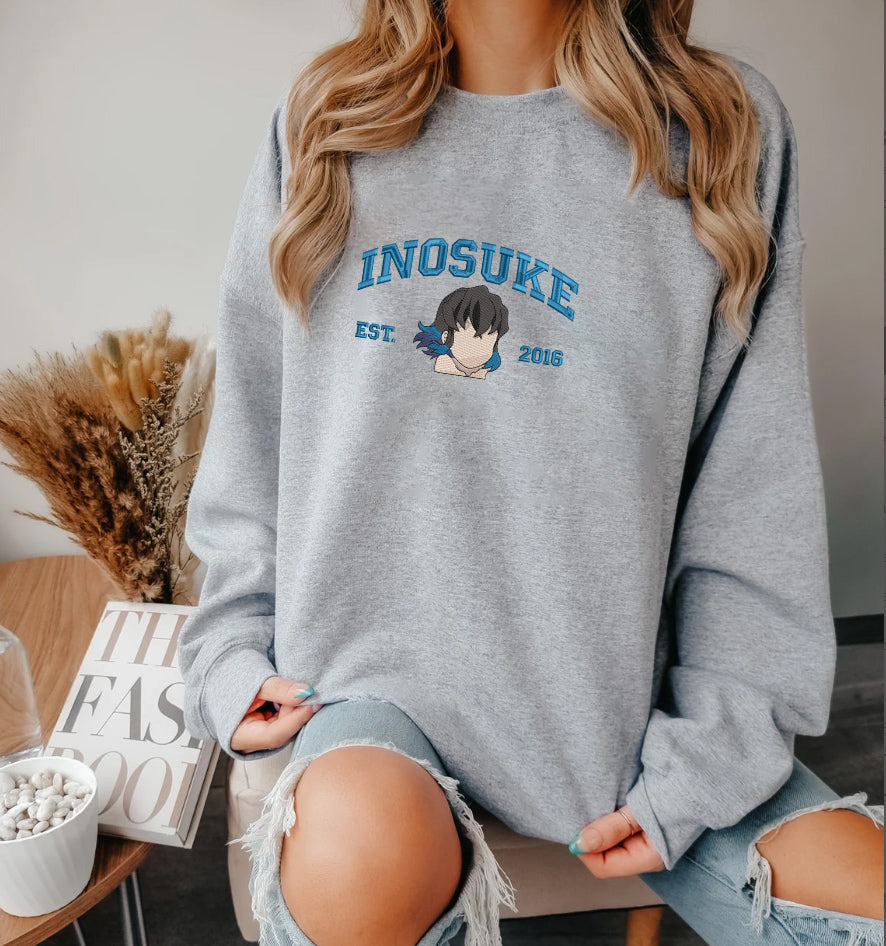 Demon Slayer Embroidered Shirt - Inosuke Shirt, Anime Embroidery Shirt