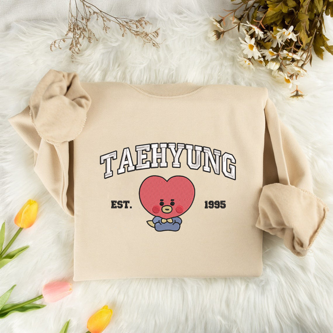 Embroidered BTS/BT21 Member Group Sweatshirt- Gift For Army Fandom