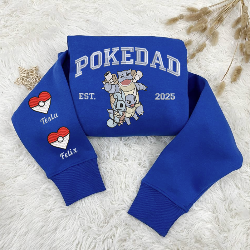 Custom Embroidered Squirtle PokeDad Shirt, Men’s PokeDad T-Shirt, Gift for Grandpa, Best Dad Ever, PokeDad T-shirt, Greatest Dad