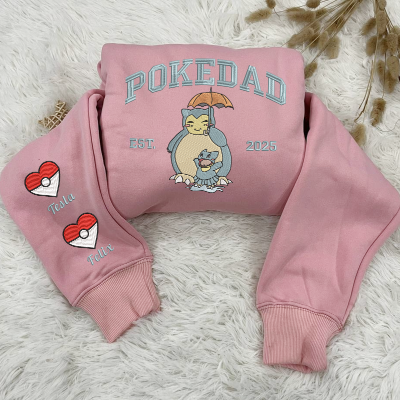 Custom Embroidered Snorlax PokeDad Shirt, Men’s PokeDad T-Shirt, Gift for Grandpa, Best Dad Ever, PokeDad T-shirt, Greatest Dad