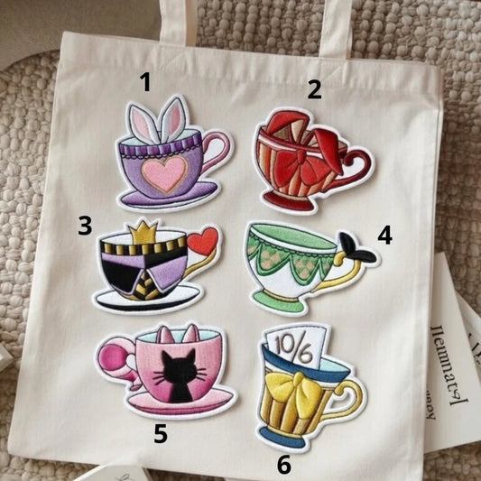 Alice In Wonderland Mad Hatter Teacup Embroidered Patch Collection