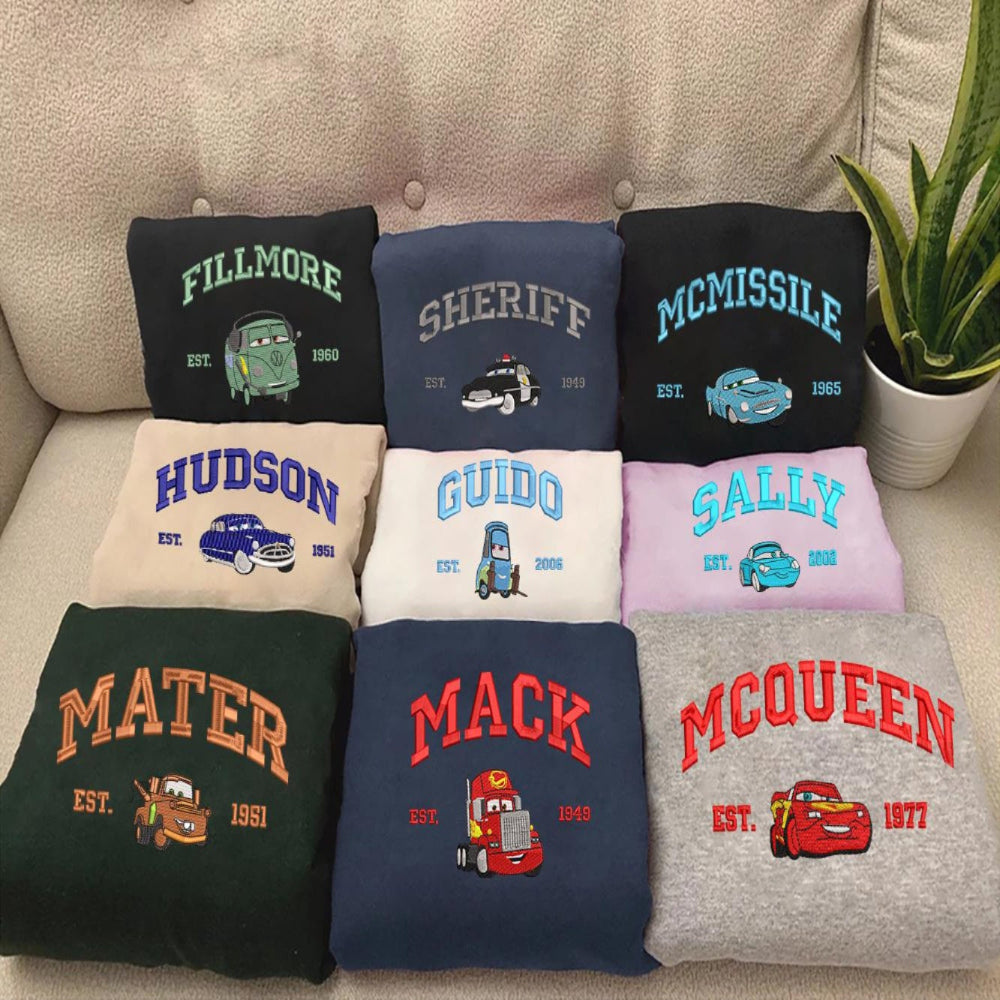 Cars Characters Embroidered Sweatshirt Collection.