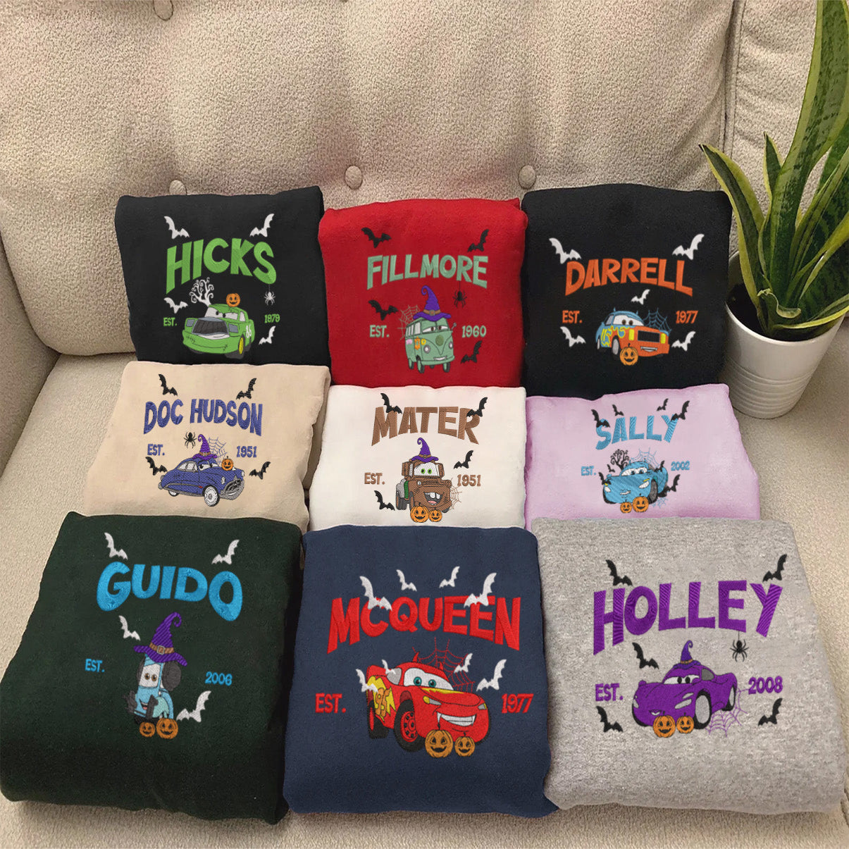 Cars Character Halloween Embroidered Sweatshirt