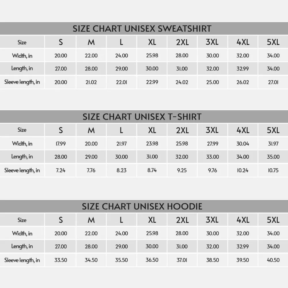 US Size Sweatshirt, T-Shirt and Hoodie