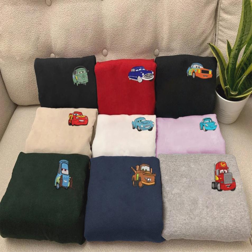 Full Radiator Springs Guido Est.2006 Embroidered Lineup On Sofa