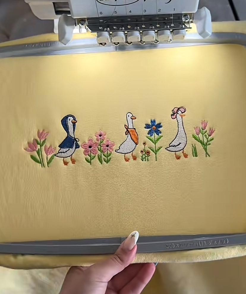 Embroidered Cute Goose Parade Sweatshirt, Goose Shirt