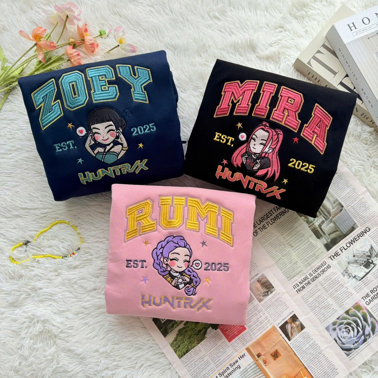 Embroidered Kpop Demon Hunter Huntrix Member Group Sweatshirt