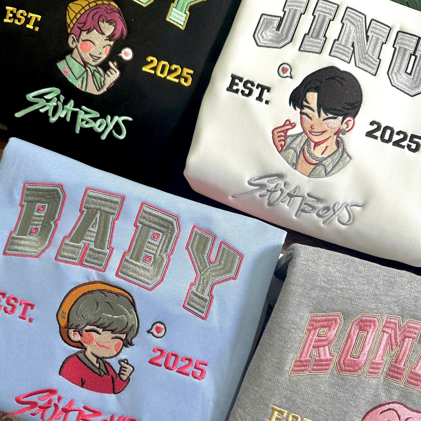 Embroidered Kpop Demon Hunter Saja Boys Bans Sweatshirt, Hoodie