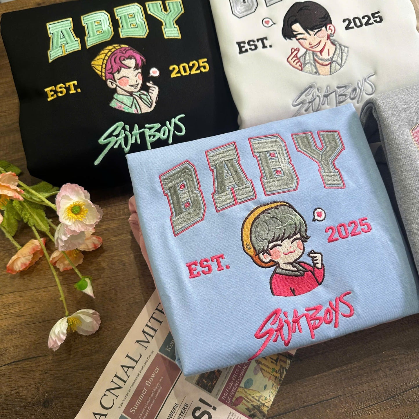 Embroidered Kpop Demon Hunter Saja Boys Bans Sweatshirt, Hoodie
