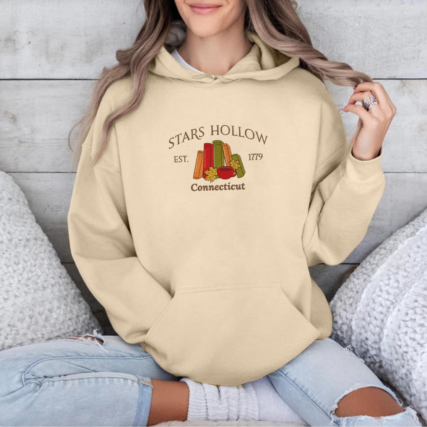 Stars Hollow Connecticut Embroidered Sweatshirt
