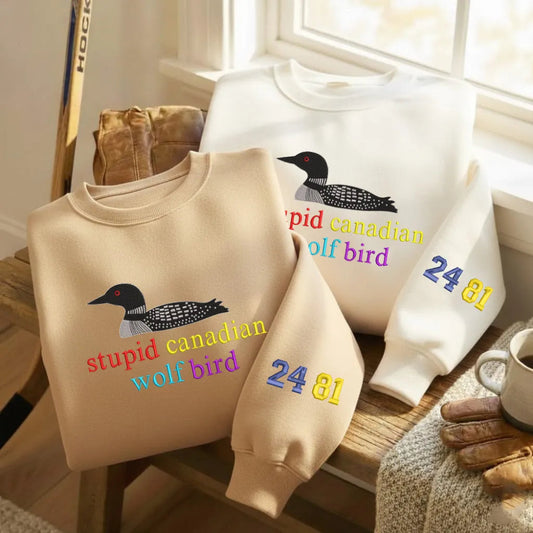 Sand And White Loon Bird Embroidered Sweatshirts With 2481.