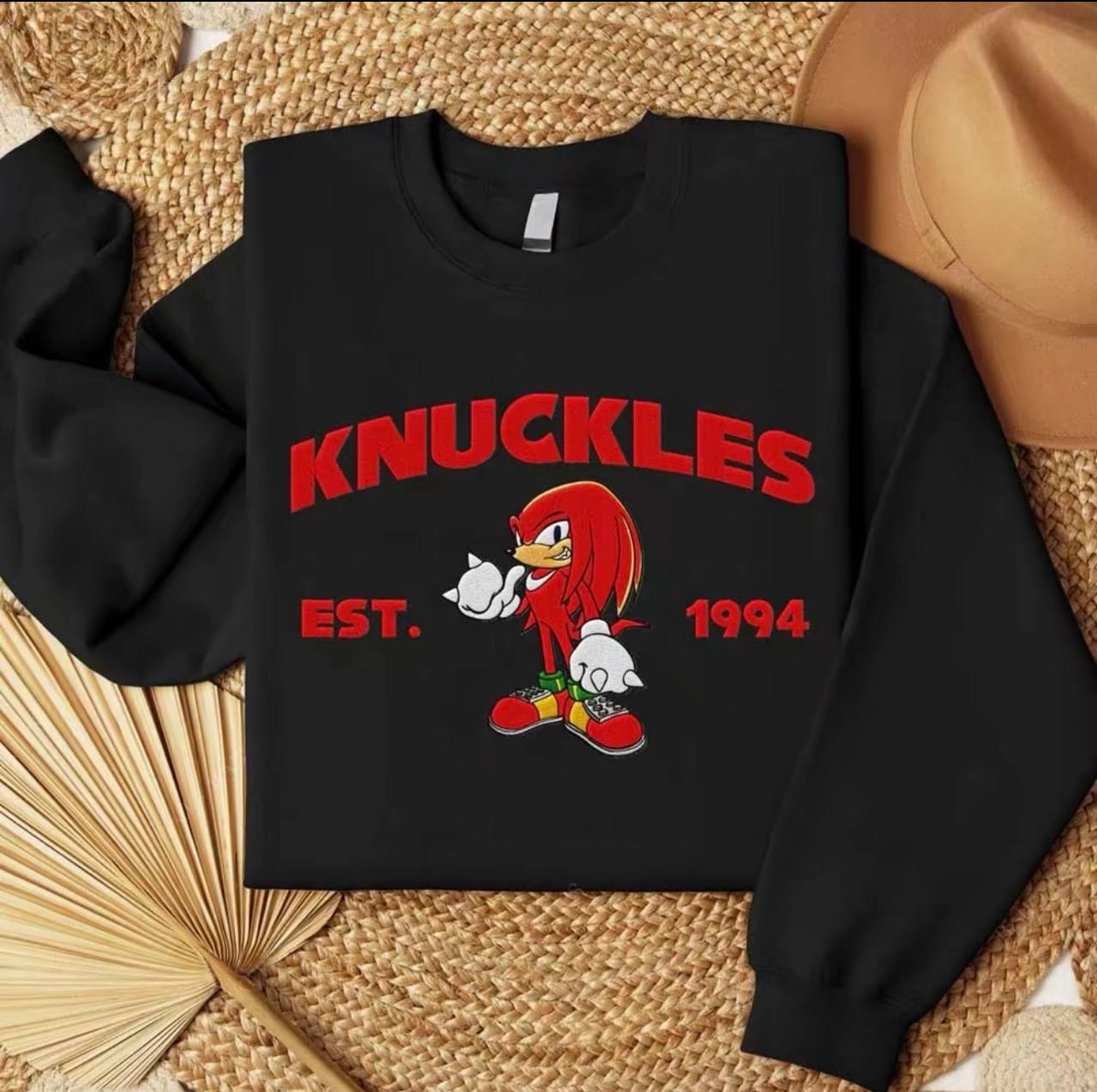 Embroidered Sonic Character Sweatshirt, Gift For Fans Sonic