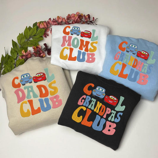 Cool Family Club sweatshirts with McQueen and Sally embroidery