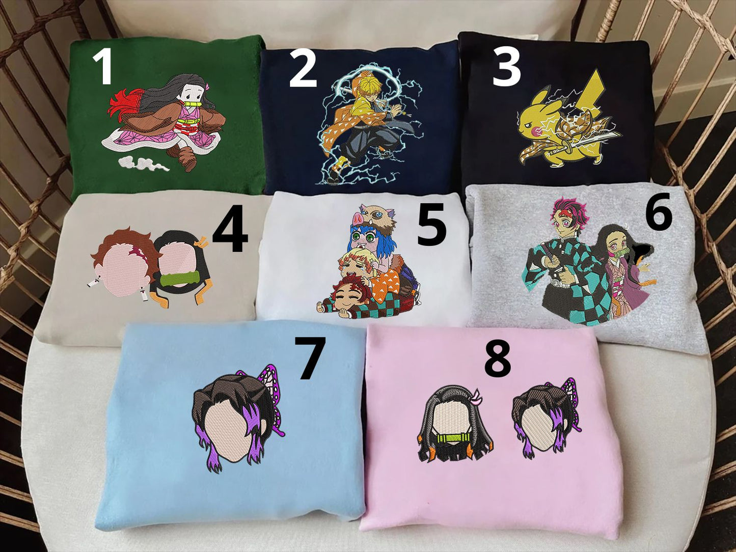 Embroidered Demon Slayer Characters Sweatshirt, Vintage Anime Shirt