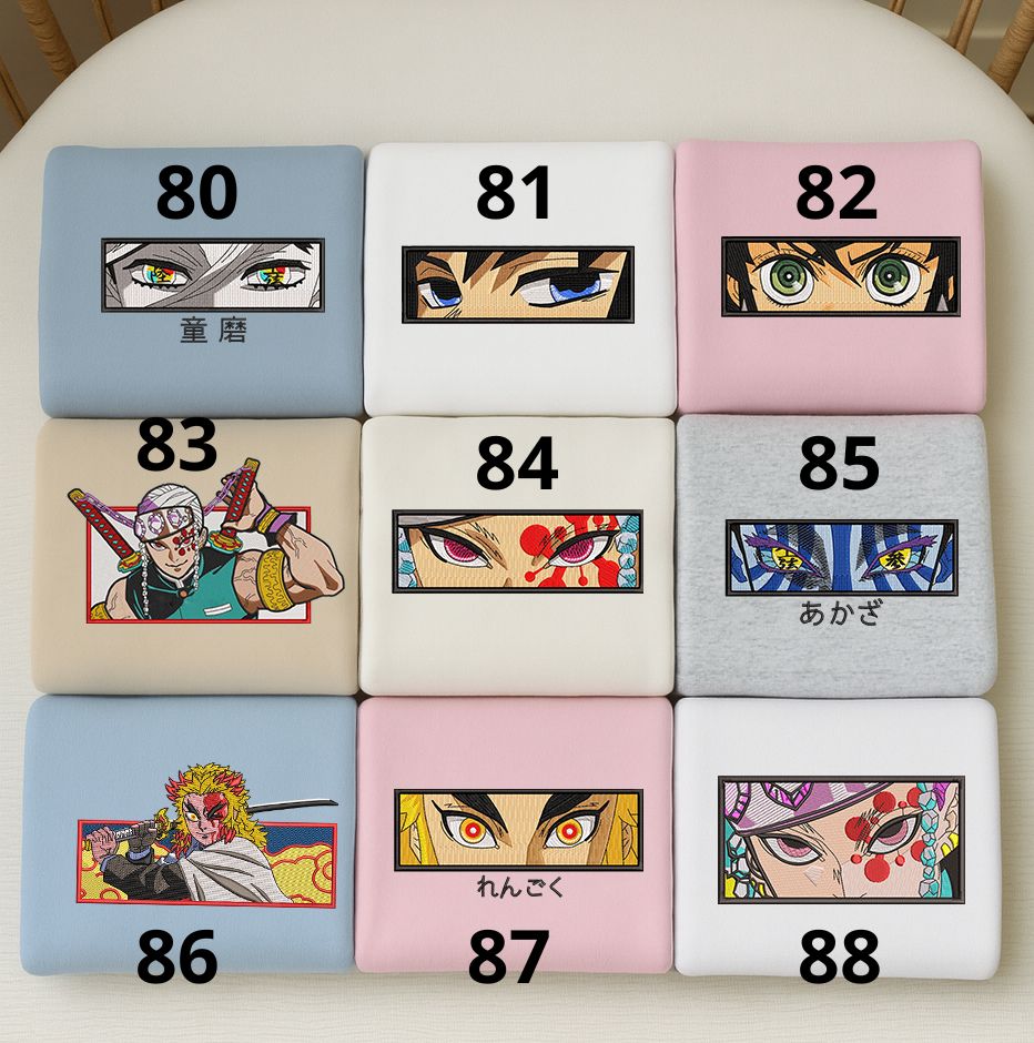 Embroidered Demon Slayer Characters Sweatshirt, Vintage Anime Shirt