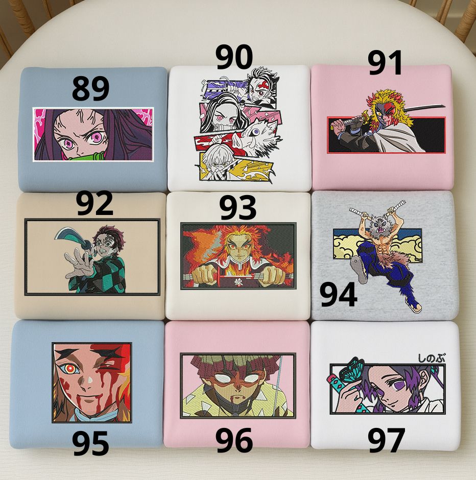 Embroidered Demon Slayer Characters Sweatshirt, Vintage Anime Shirt