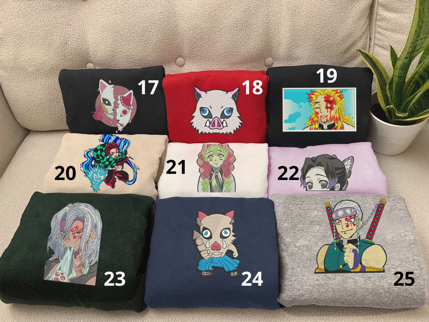 Embroidered Demon Slayer Characters Sweatshirt, Vintage Anime Shirt