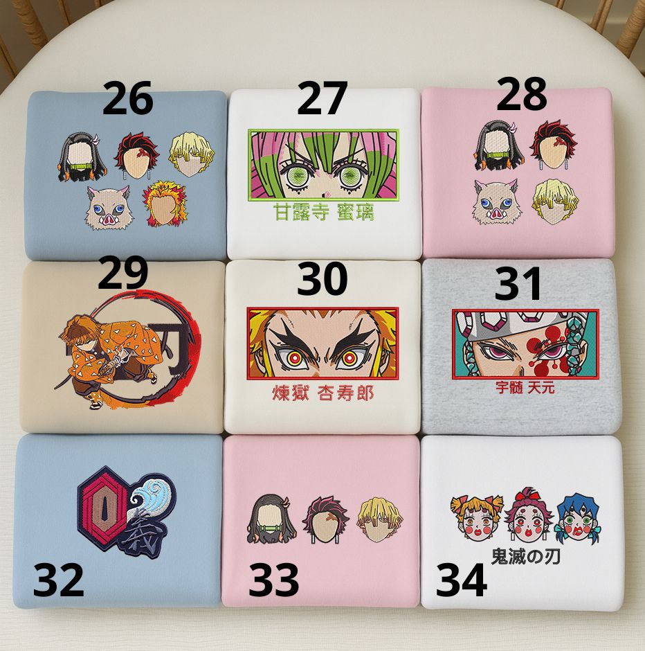Embroidered Demon Slayer Characters Sweatshirt, Vintage Anime Shirt