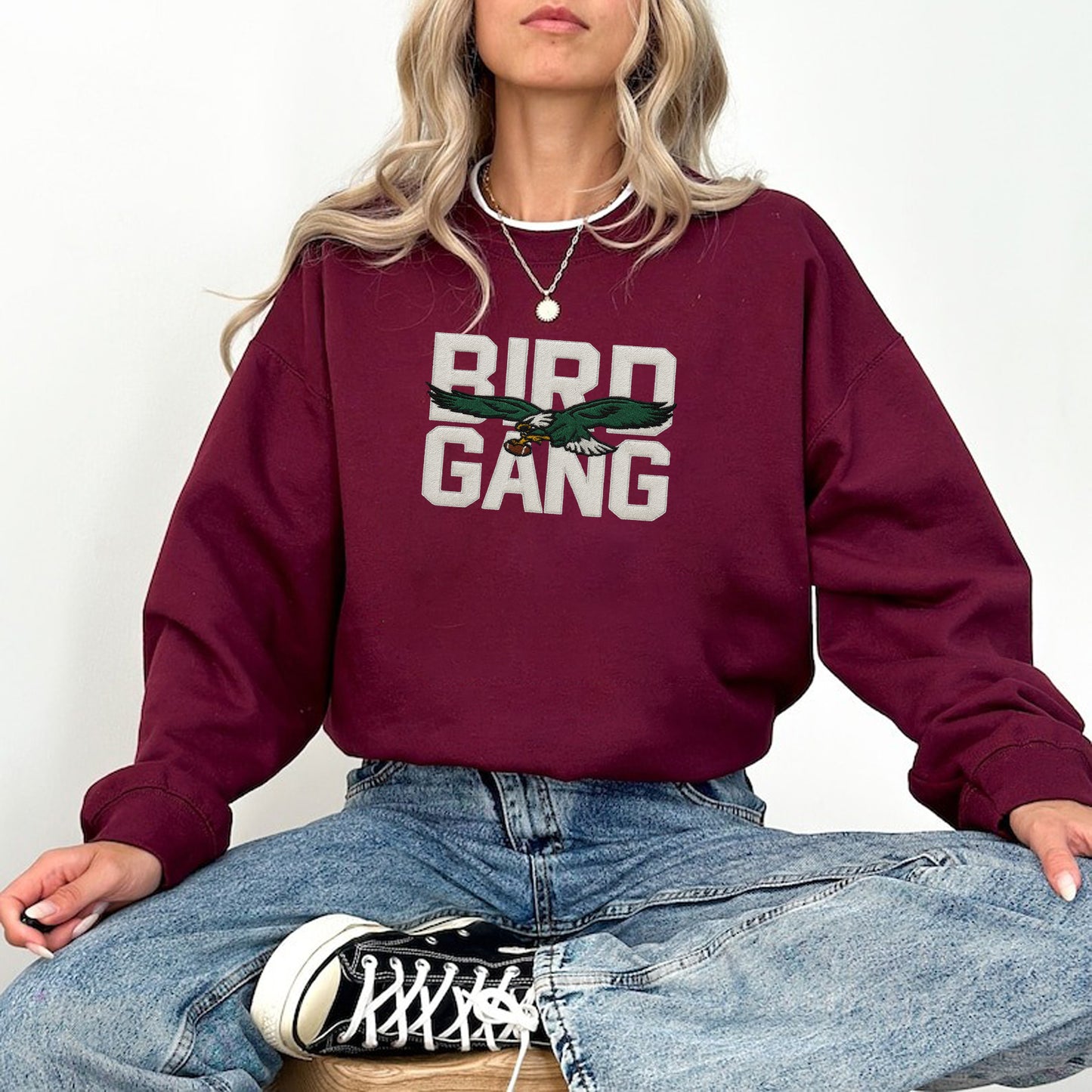 Bird Gang Embroidered Sweatshirt, Philadelphia Football Sweatshirt, Philadelphia Fan Shirt, Sundays Are For The Birds Crewneck, Cozy Game Day Top ESE284