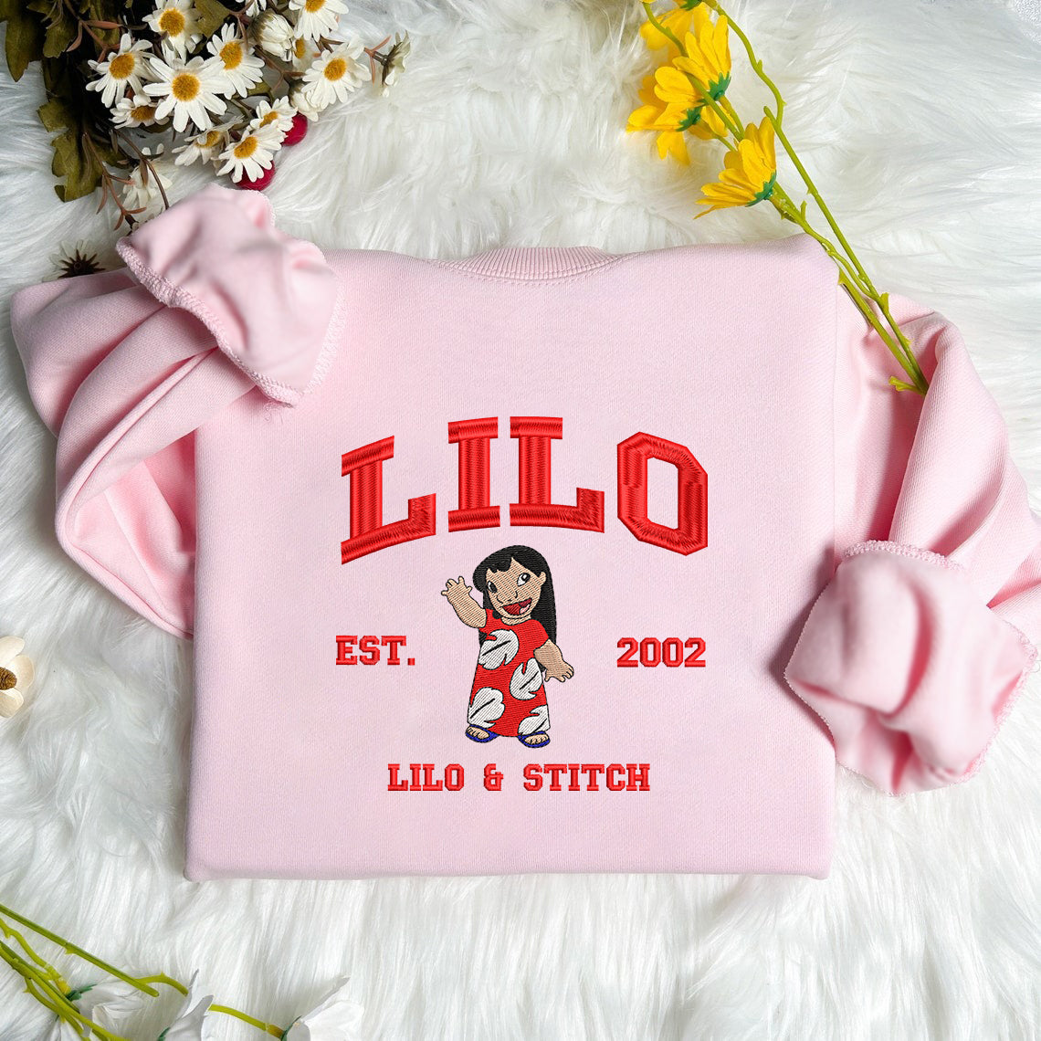 Embroidered Lilo & Stitch Characters Sweatshirt, Disney Cartoon Shirt