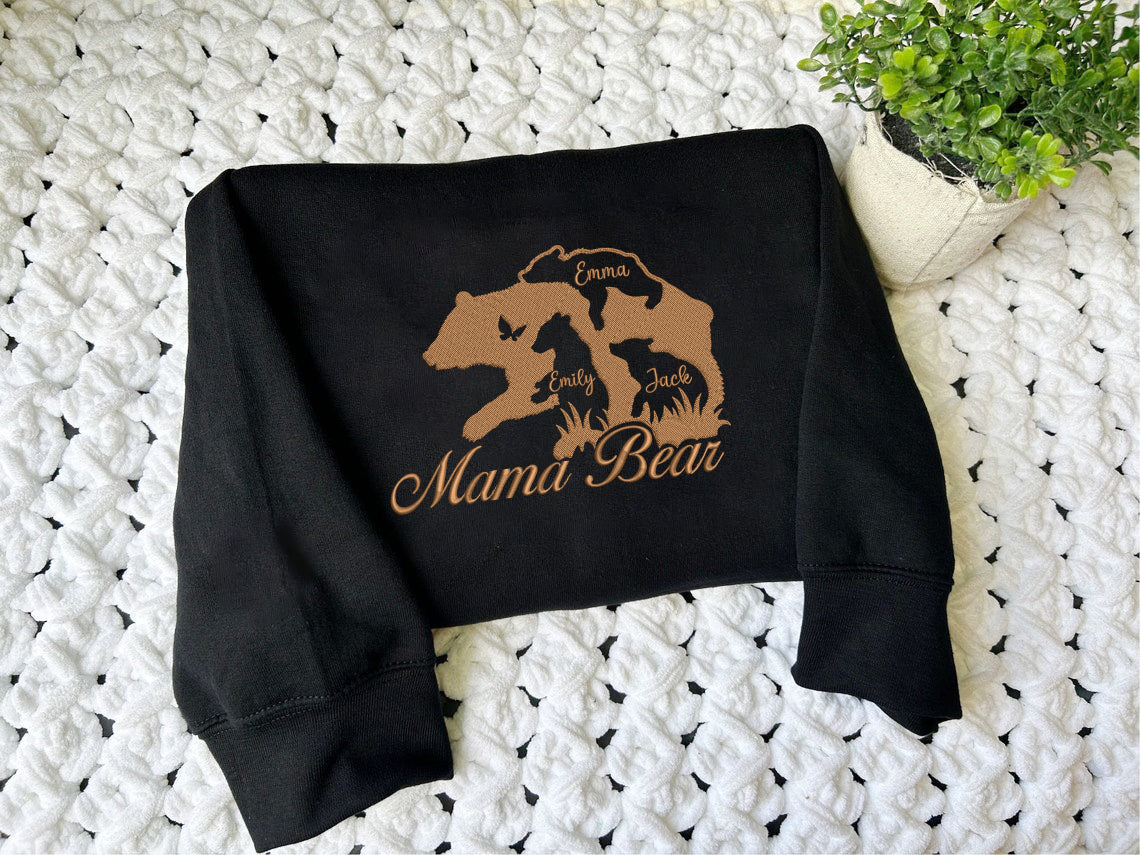 Embroidered Personalized Mama Bear Sweatshirt, Mama Bear Shirt