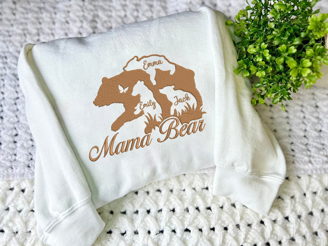 Embroidered Personalized Mama Bear Sweatshirt, Mama Bear Shirt