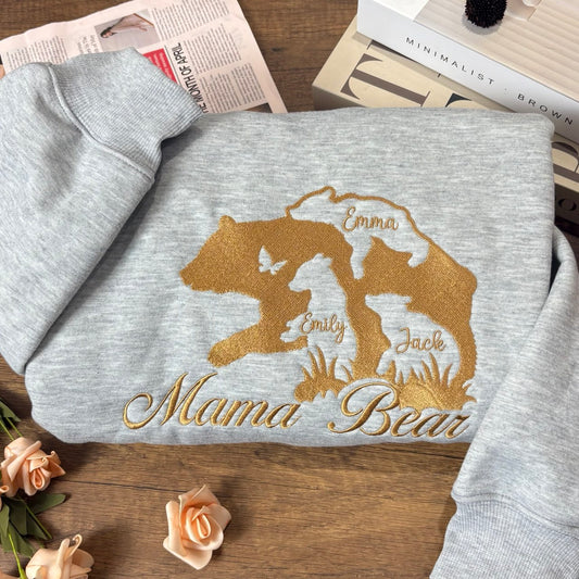 Embroidered Personalized Mama Bear Sweatshirt, Mama Bear Shirt