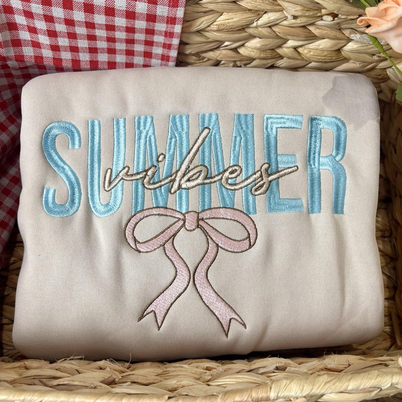 Embroidered Summer Vibes Sweatshirt, Summer Vibes Shirt