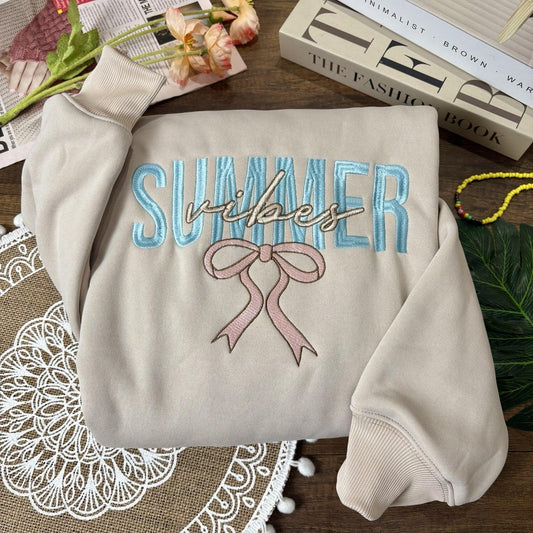 Embroidered Summer Vibes Sweatshirt, Summer Vibes Shirt