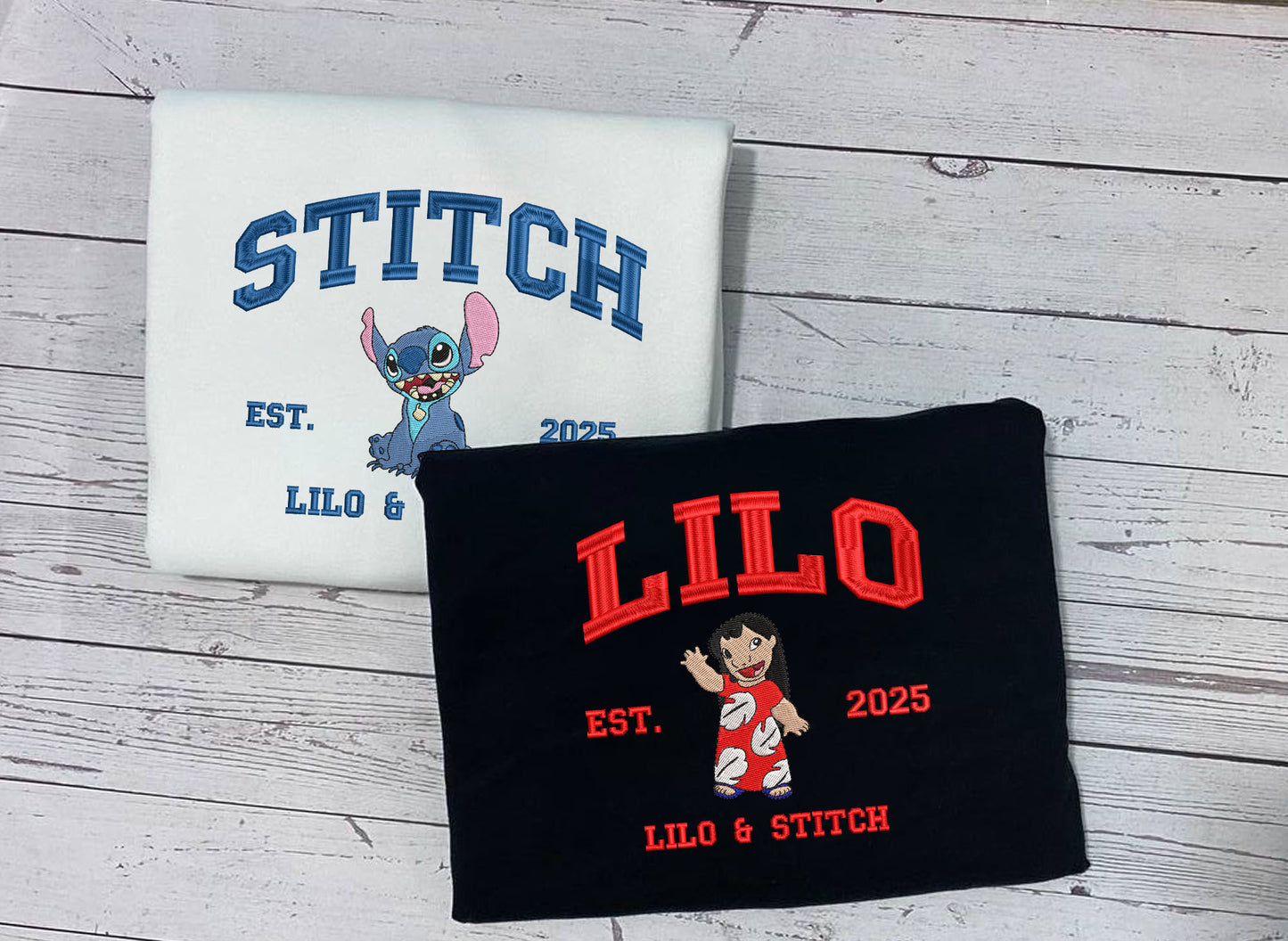 Embroidered Lilo & Stitch Matching Sweatshirt, Disney Cartoon Shirt