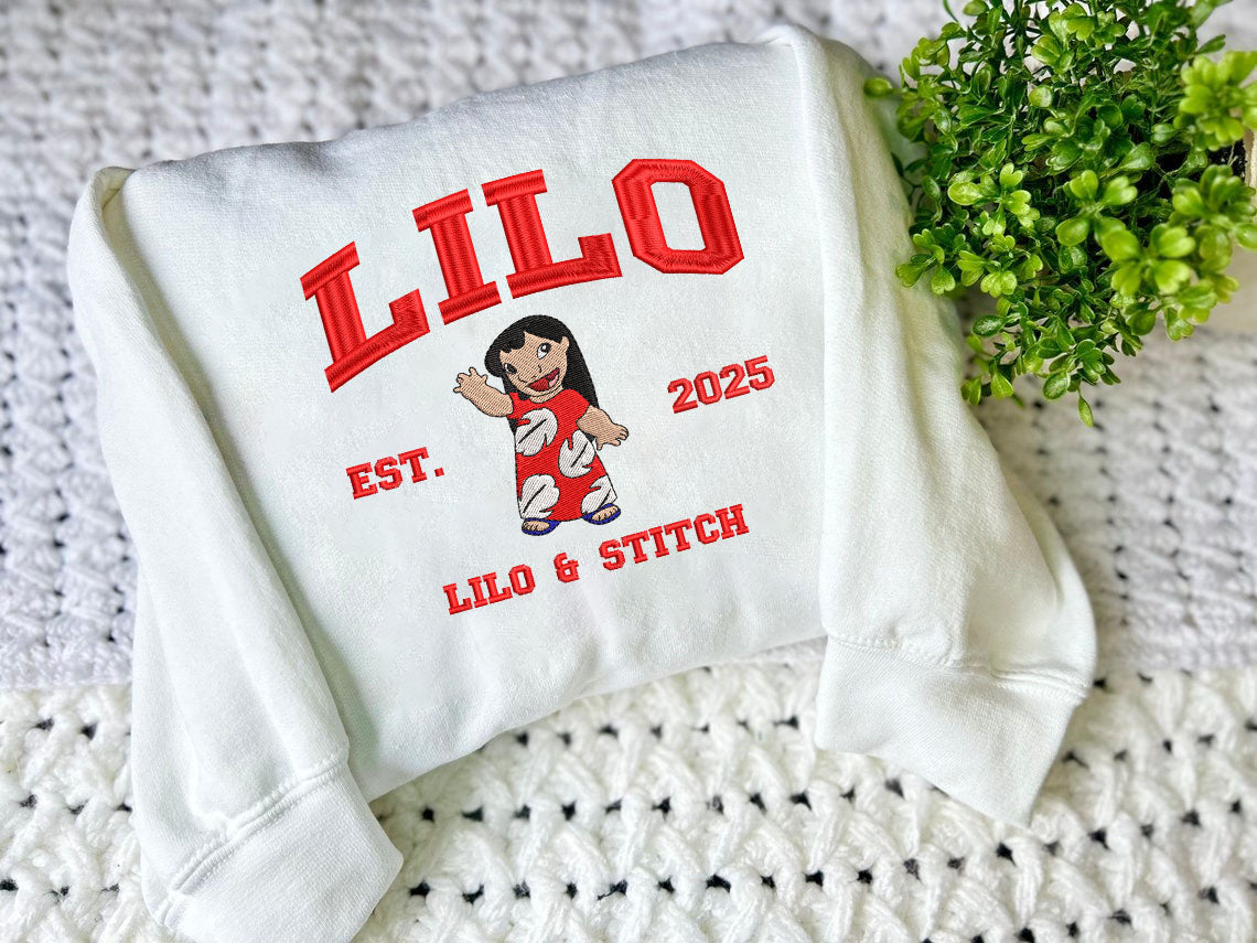 Embroidered Lilo & Stitch Matching Sweatshirt, Disney Cartoon Shirt