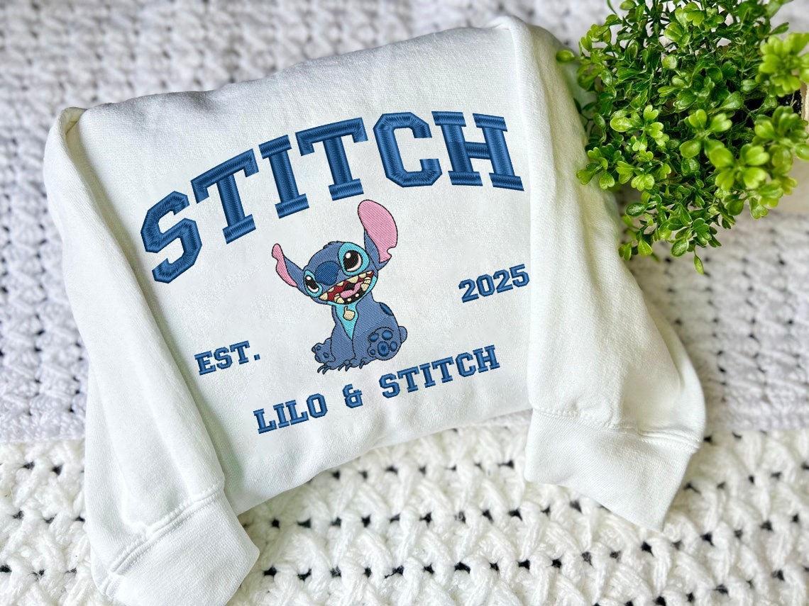 Embroidered Lilo & Stitch Matching Sweatshirt, Disney Cartoon Shirt