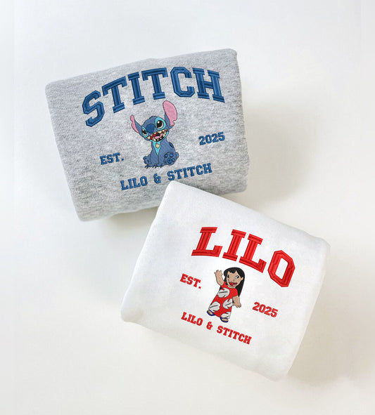 Embroidered Lilo & Stitch Matching Sweatshirt, Disney Cartoon Shirt