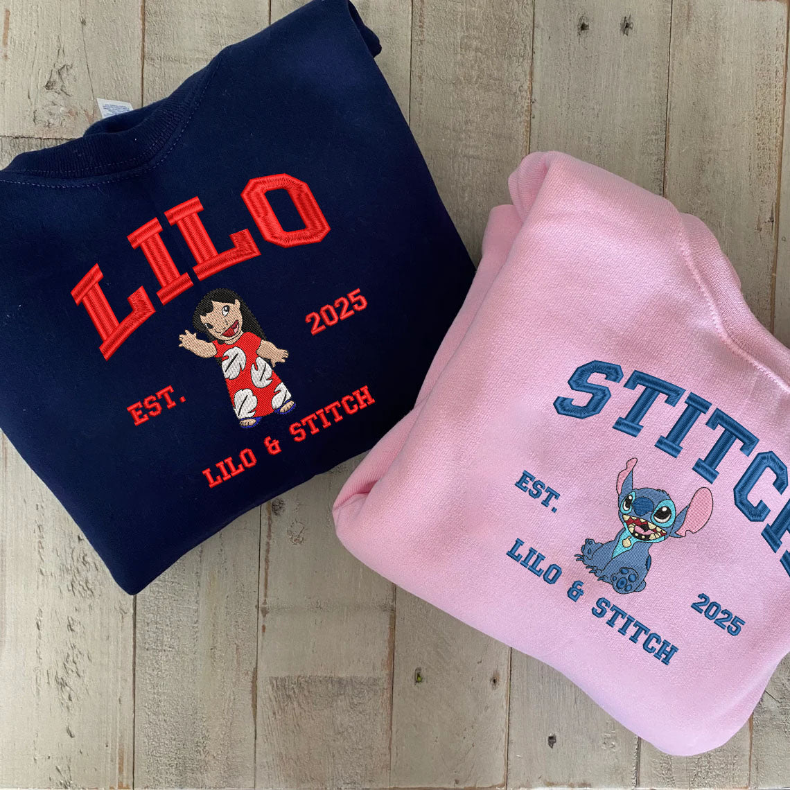 Embroidered Lilo & Stitch Matching Sweatshirt, Disney Cartoon Shirt