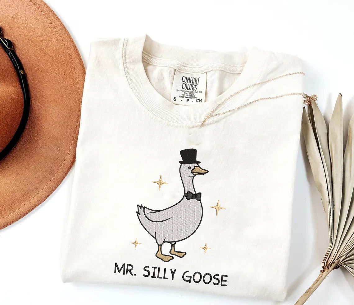 Comfort Colors® Mr. & Mrs Silly Embroidered T-Shirt, Silly Goose Shirt