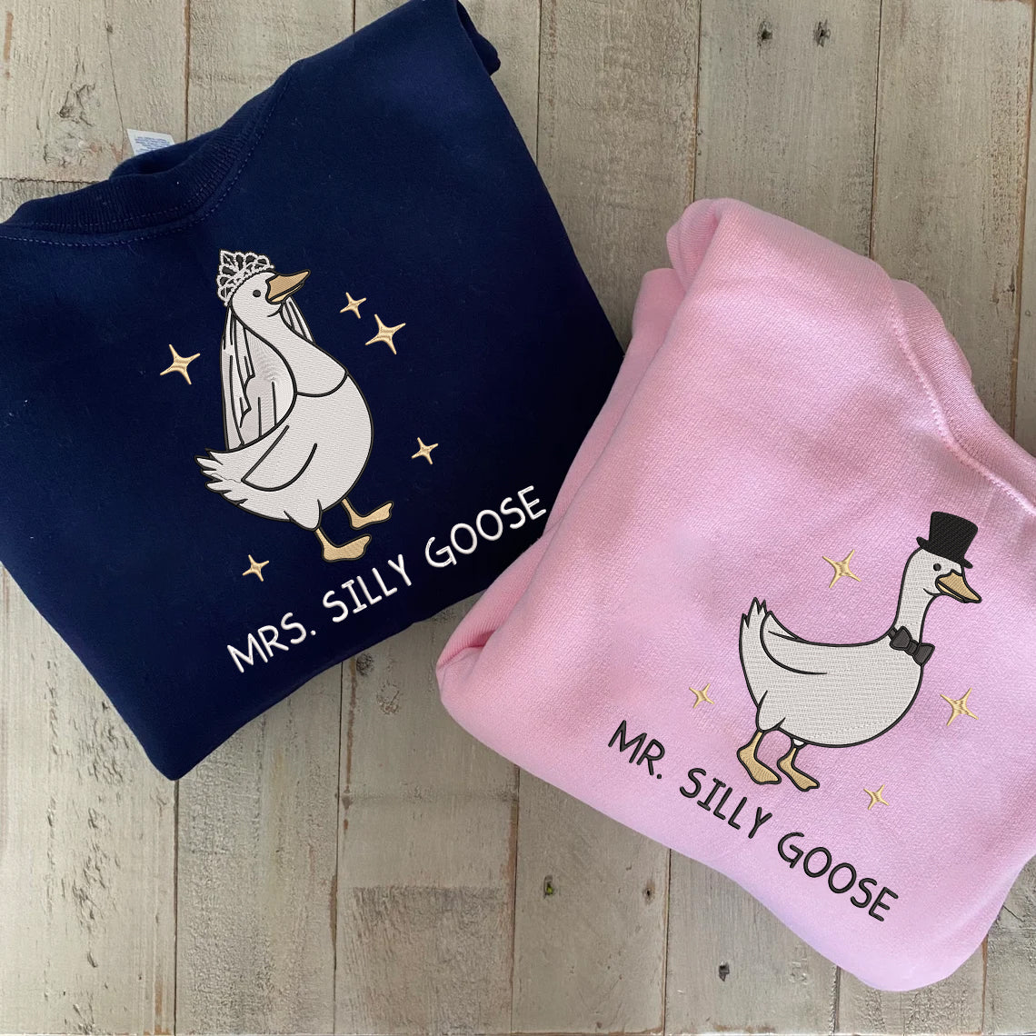 Embroidered Mr. & Mrs Silly Sweatshirt, Silly Goose Shirt
