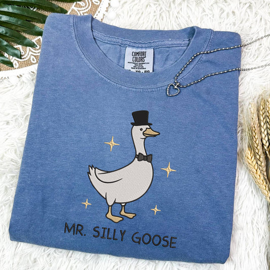 Comfort Colors® Mr. & Mrs Silly Embroidered T-Shirt, Silly Goose Shirt