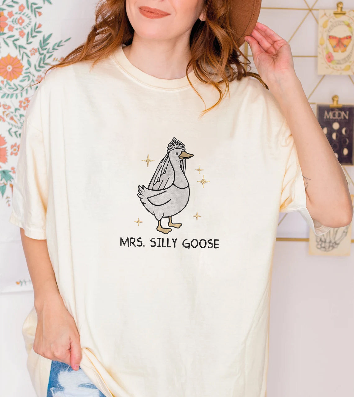 Comfort Colors® Mr. & Mrs Silly Embroidered T-Shirt, Silly Goose Shirt