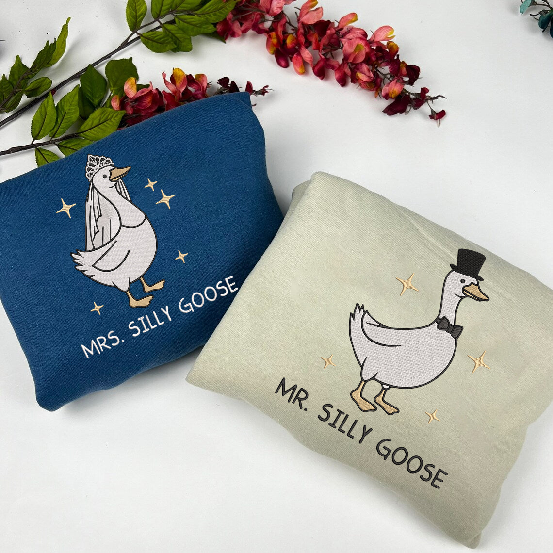 Embroidered Mr. & Mrs Silly Sweatshirt, Silly Goose Shirt