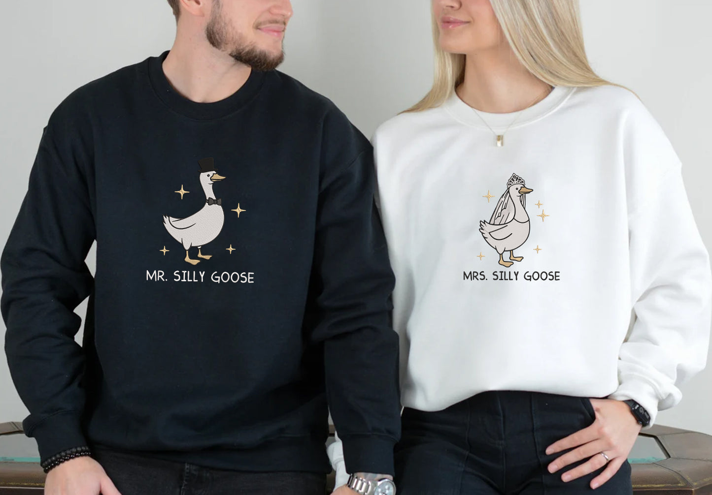 Embroidered Mr. & Mrs Silly Sweatshirt, Silly Goose Shirt