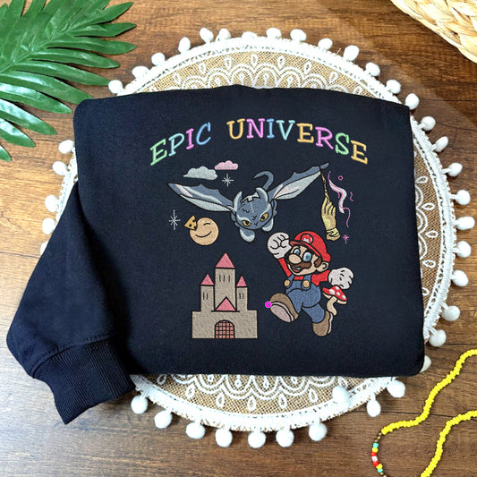Embroidered Epic Universe Sweatshirt, Mario & Magic Edition Shirt