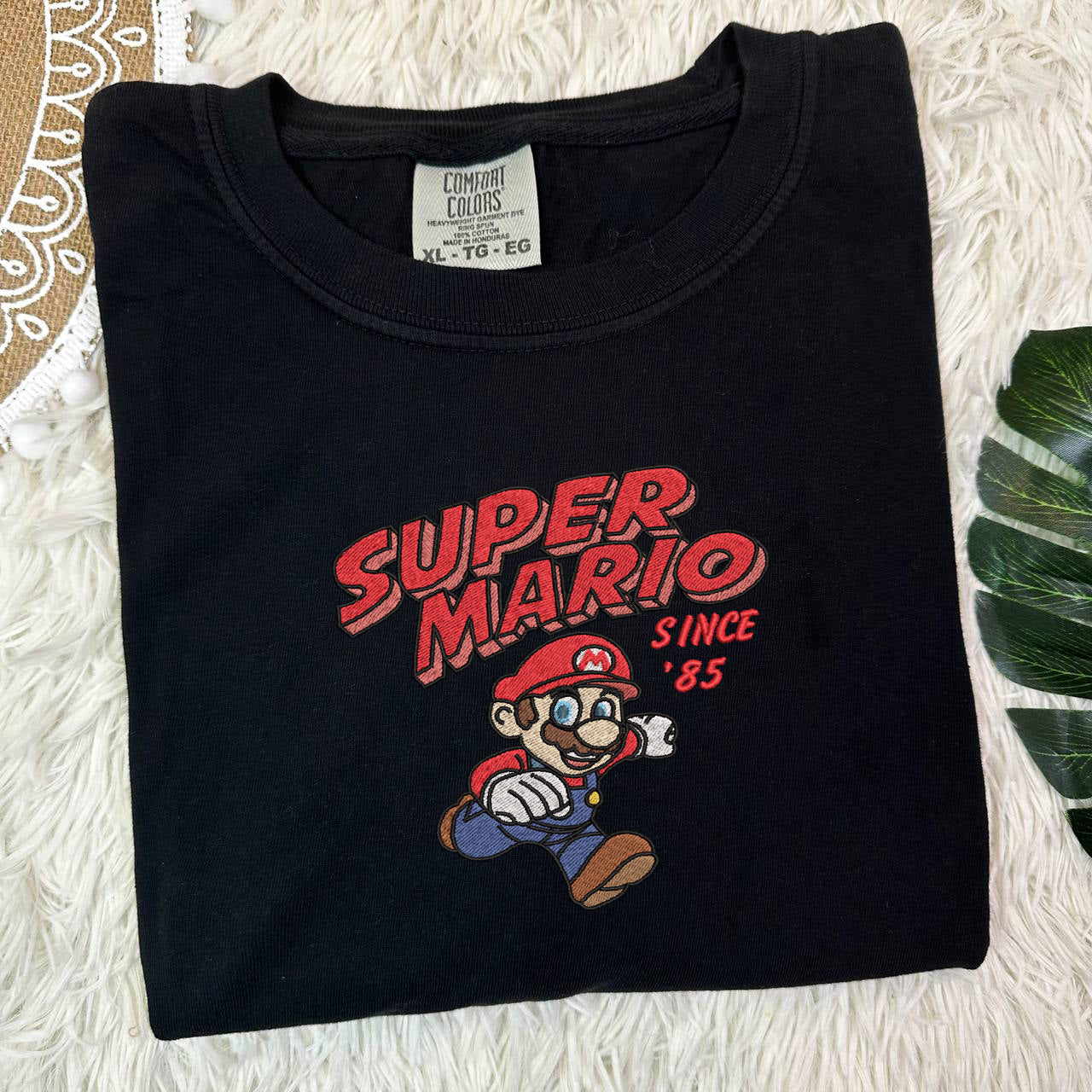 Embroidered Super Mario Comfort Color T-Shirt, Mario Since' 85 Shirt