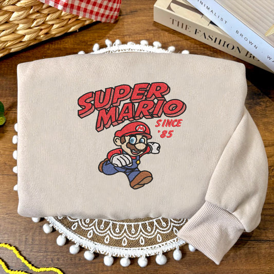 Embroidered Super Mario Sweatshirt, Since' 85 Shirt