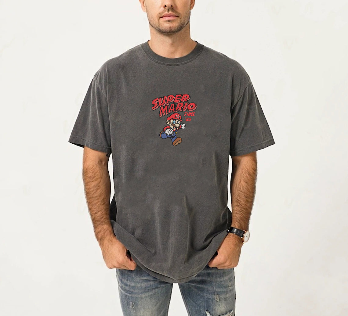 Embroidered Super Mario Comfort Color T-Shirt, Mario Since' 85 Shirt