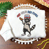 Embroidered Red, White & Feral Raccoon Sweatshirt, Funny 4th of July Shirt